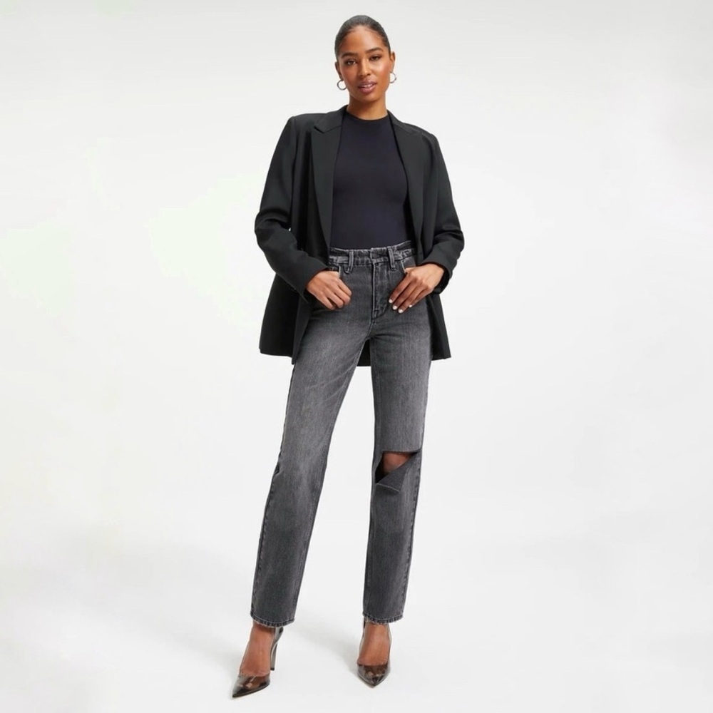 NWT Good American 90’s High Rise Straight Leg Black Charcoal Jean Sz- 2/26 🖤
